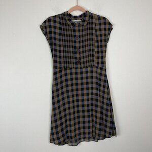 Urban Outfitters Women's Small Shirt Dress Nancy Plaid Button Purple Gold